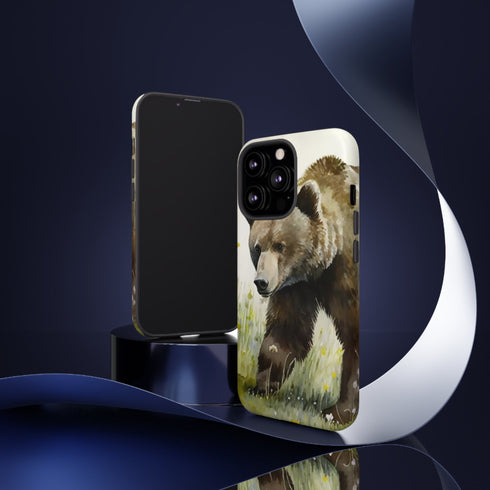 Grizzly Bear in a Field - Impact Resistant Phone Case